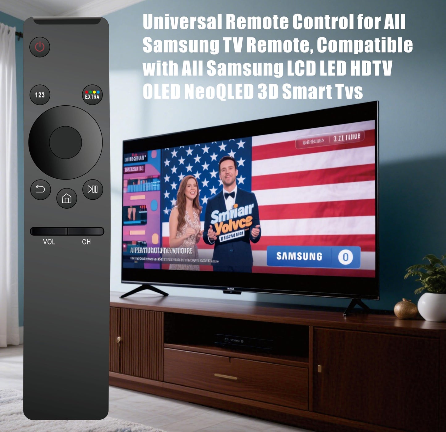 Universal for Samsung-TV-Remote-Control Replacement, Compatible with All Samsung Smart Frame Curved QLED TVs