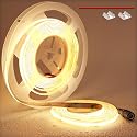 TOPAI 24V COB LED Strip Warm White 3000K Outdoor Waterproof 16.4ft Super Bright 4000Lm CRI>90 Self Adhesive Uniform Dotless 480LEDs/M Cuttable