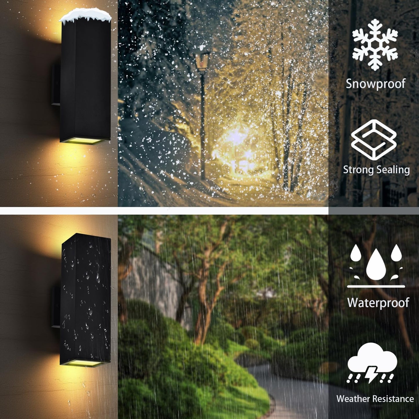 iYogaled Up and Down Lights Outdoor Wall Lights, RGB LED Dusk to Dawn Outdoor Lighting, IP56 Black Aluminum Anti Rust Waterproof Outdoor Light
