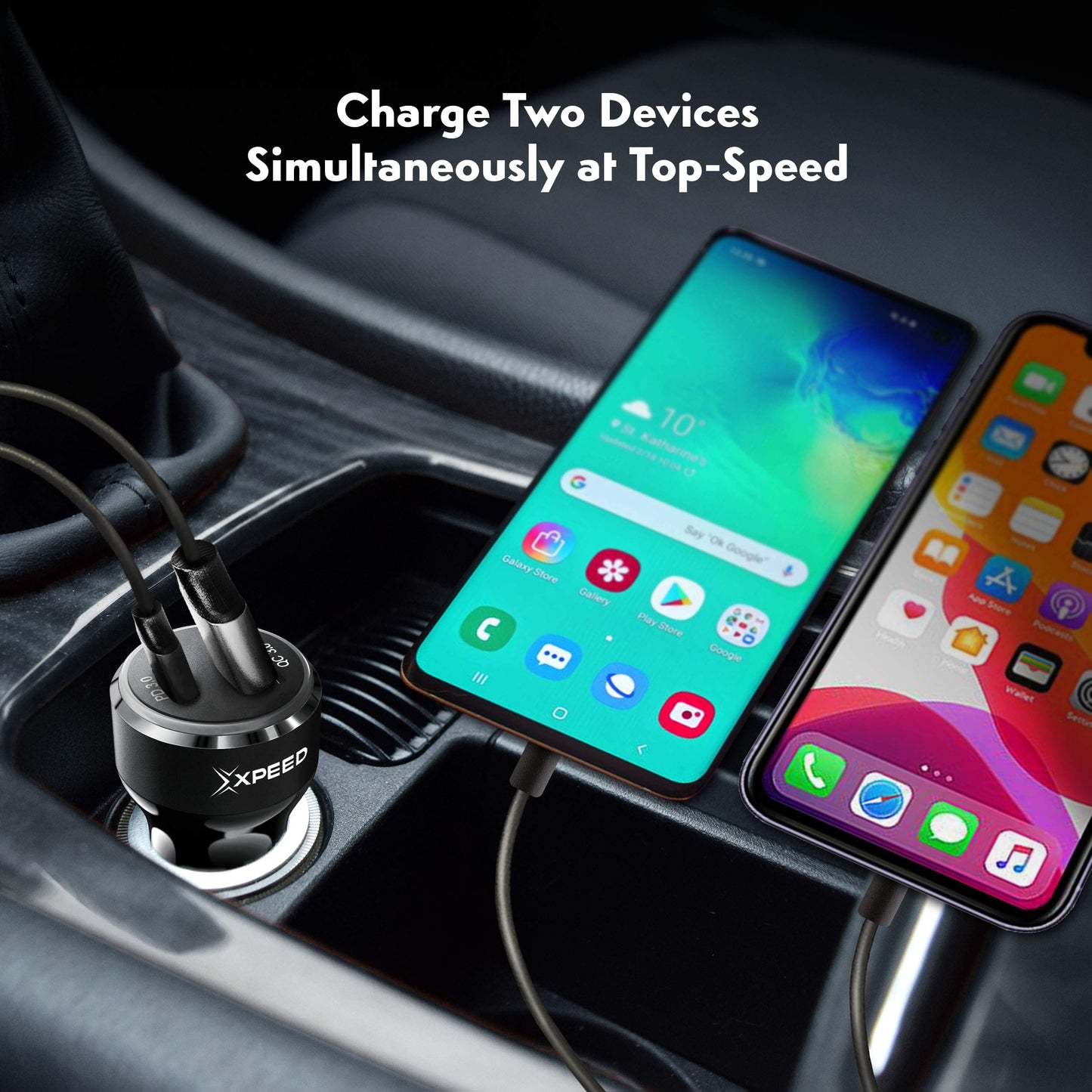 XPEED by CHARGEWORX USB C Car Charger: 36W 2-Port Type C Adapter with 18W Power Delivery & 18W QC 3.0 | Compatible with iPhone 11/11 Pro/Max, iPad