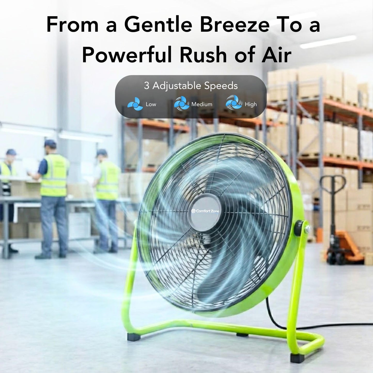 Comfort Zone 18-Inch High-Velocity Industrial Floor Fan