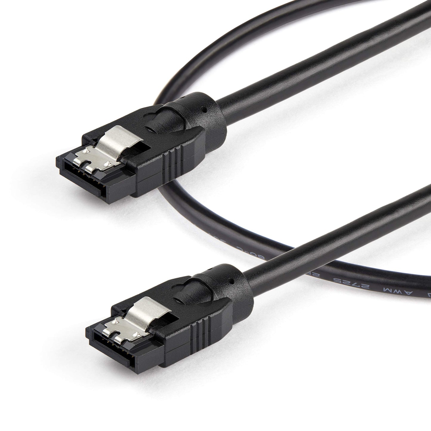 StarTech.com 12 Inch (30cm) Round SATA Cable - Latching Connectors - 6Gbs SATA Data Cord - SATA Hard Drive Power Cable - Black (SATRD30CM)