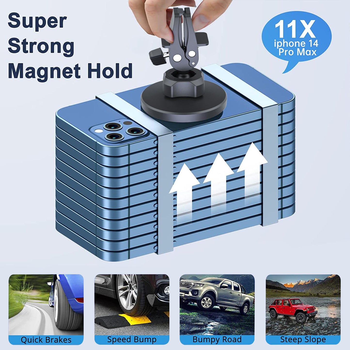 Car Vent Phone Mount - Magnetic Phone Holder for Car, Very Strong Magnet, Upgrade Adjustable Screw AC Mount, Compatible with MagSafe, iPhone, Galaxy