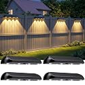 POOWUUDT 11.81inch Solar Fence Lights Outdoor Waterproof, 3-Mode (3000K/4000K/6000K),4 LED with Upgraded High-Efficiency Solar Panel & Wide Beam