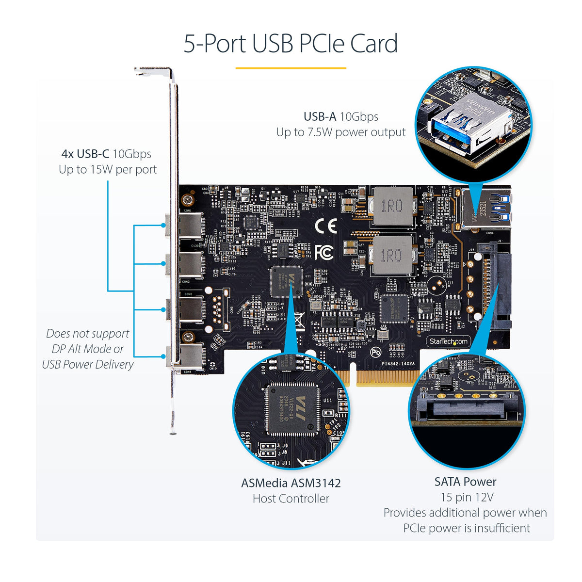 StarTech 5-Port USB 10Gbps PCIe Card (PS4C3IA3-USB-C-CARD)