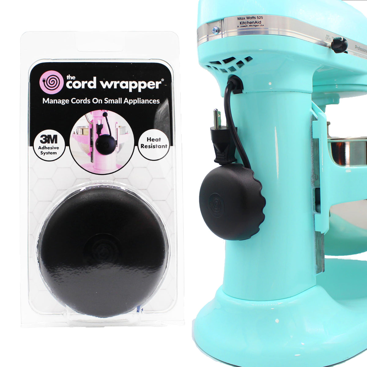 1-Pack Patented Heat-Resistant Cord Organizer for Appliances, Kitchen, Computers & More | Stick-On Cord Wrappers with Flexible Base, Secure Scalloped