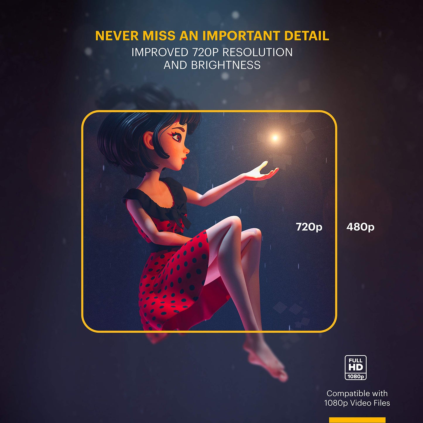 KODAK FLIK X7 Home Projector (Max 1080p HD) with Tripod, & Case Included | Compact, Projects Up to 150” with 720p Native Resolution & 30,000 Hour