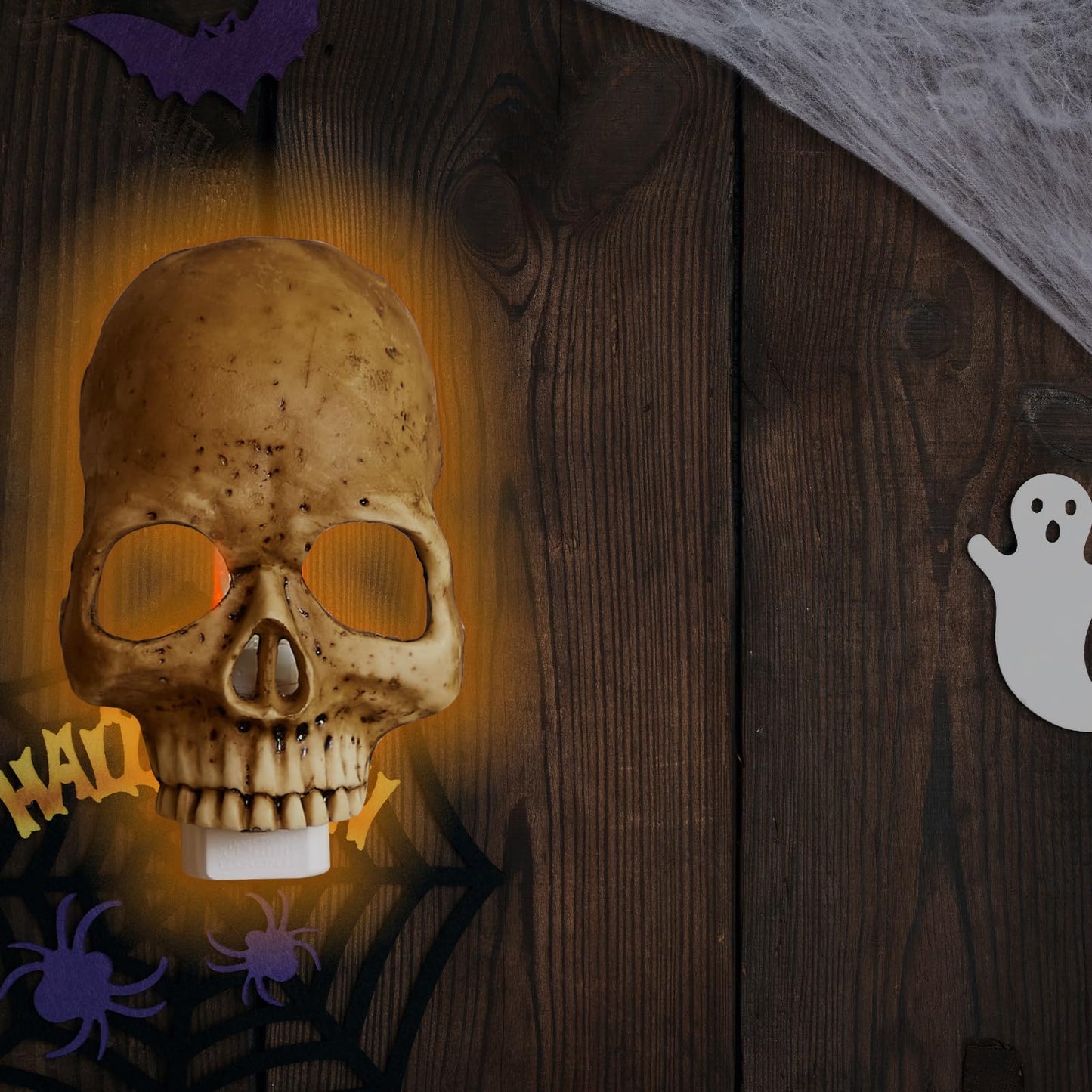gzrnje Human Skull Night Light,2025 New Skull Night Light,Horrible Light Decoration for Halloween Party and Home Decor.