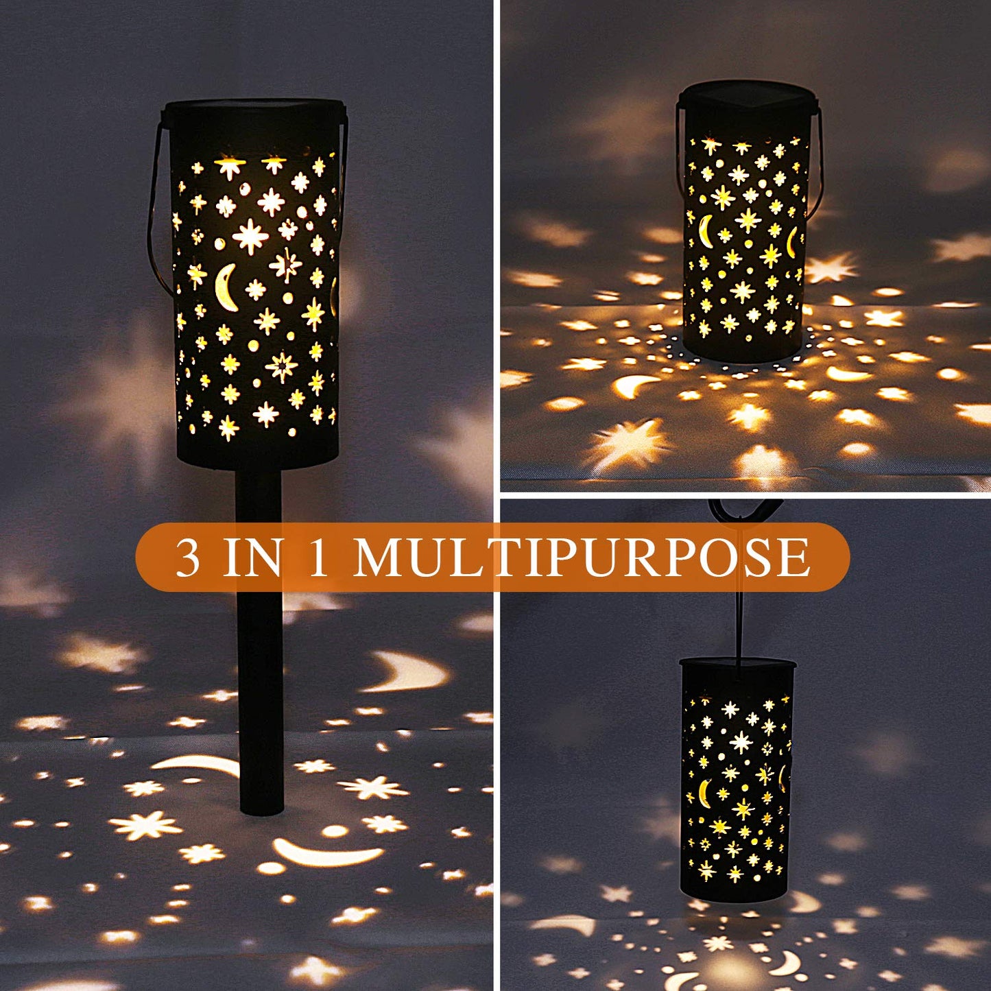 6 Pack Solar Light Outdoor Garden Patio Pathway Landscape Lights Yard Driveway Lawn Walkway Decoration Star Moon Solar Lantern Waterproof Outside Path