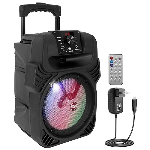 Pyle PPHP844B 400 Watts Portable Indoor Outdoor Bluetooth Speaker System with Rechargeable Battery and Flashing Party Lights (2 Pack)