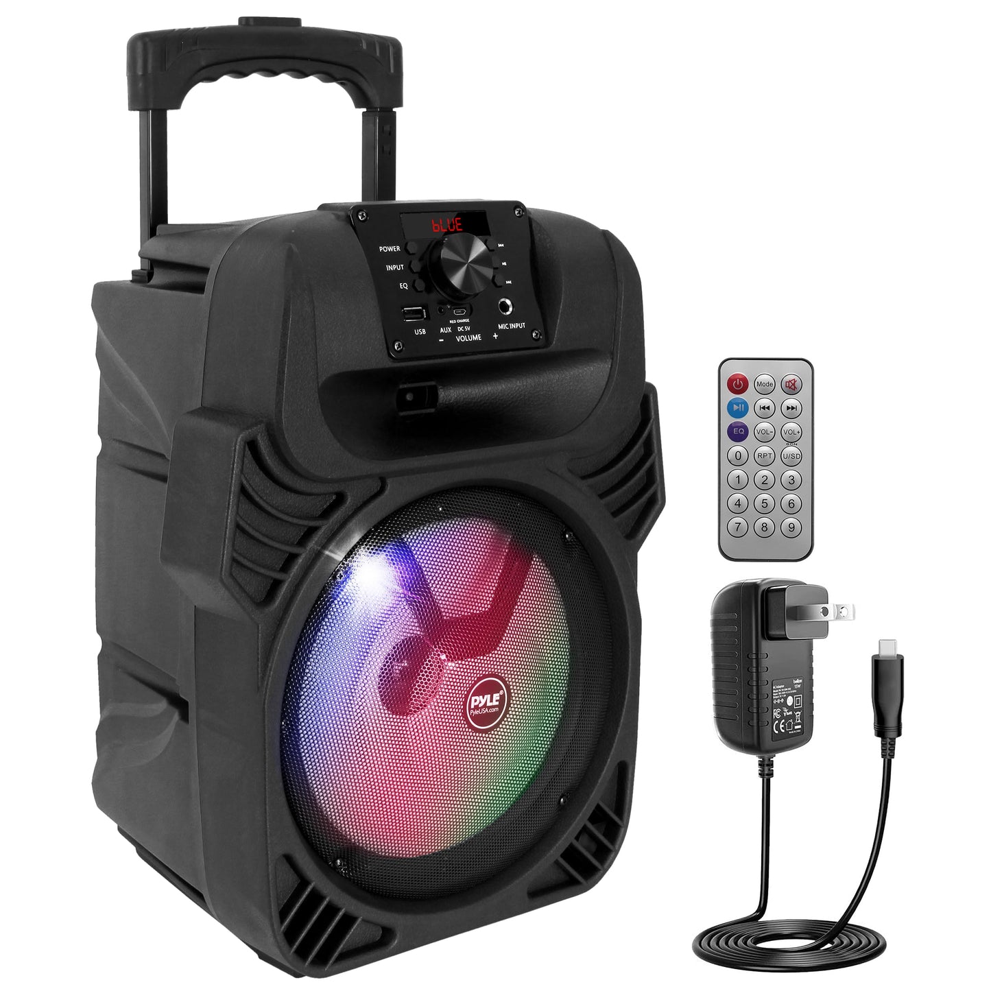 Pyle PPHP844B 400 Watts Portable Indoor Outdoor Bluetooth Speaker System with Rechargeable Battery and Flashing Party Lights (2 Pack)