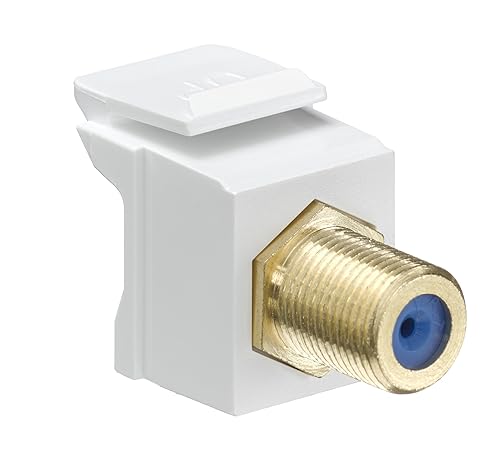 Leviton QuickPort F-Type Adapter, Gold-Plated, 40831-BW, White