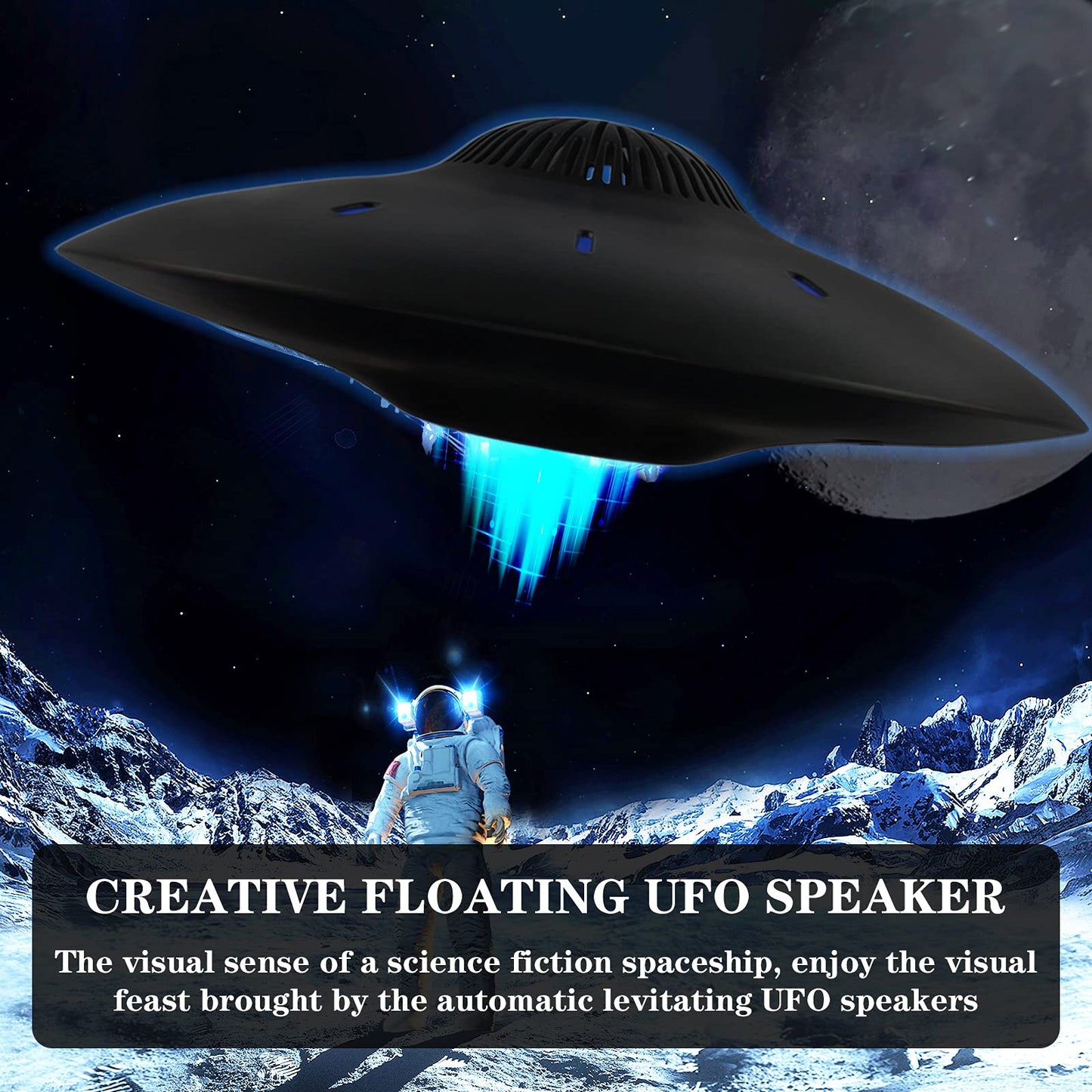 RUIXINDA Magnetic Levitating Bluetooth Speaker, Levitating UFO Speakers with LED Lights, 360 Degree Rotation,Wireless Floating Speakers for Home