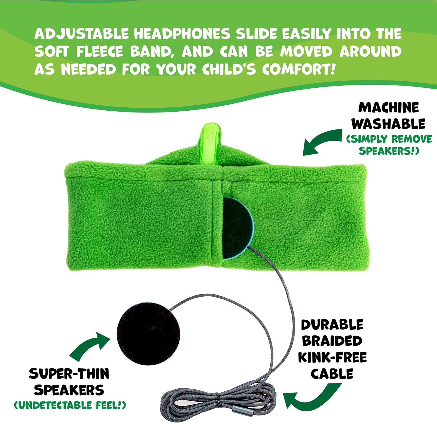 CozyPhones PJ Masks Gecko Kids Headphones Over The Ear Headband Headphones - Volume Limited with Thin Speakers & Soft Fleece Headband