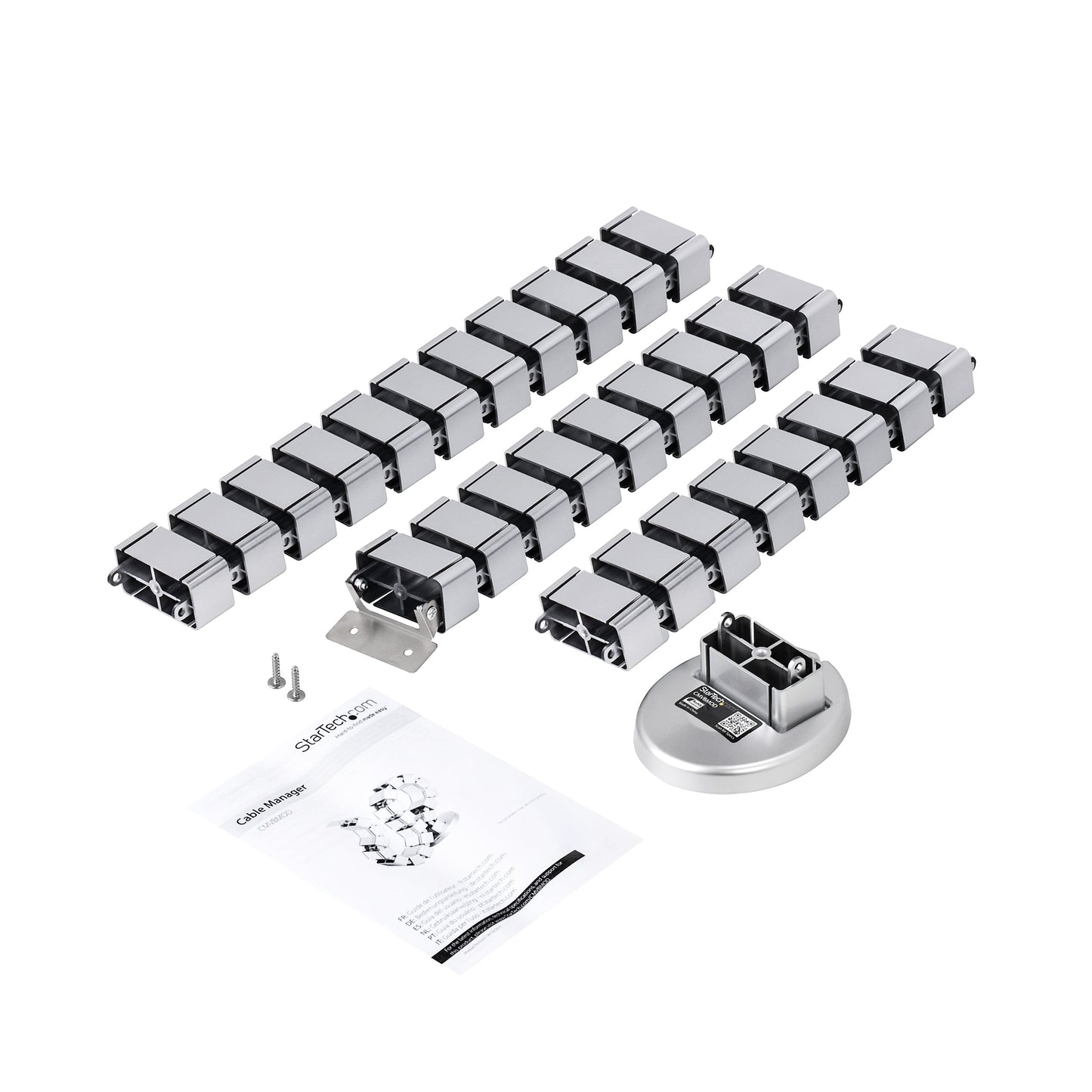 StarTech.com Spine Cable Management - Weighted Base Plate - Cord Cover - Cable Organizer - Cord Protector - Cable Raceway (CMVBMOD) Silver