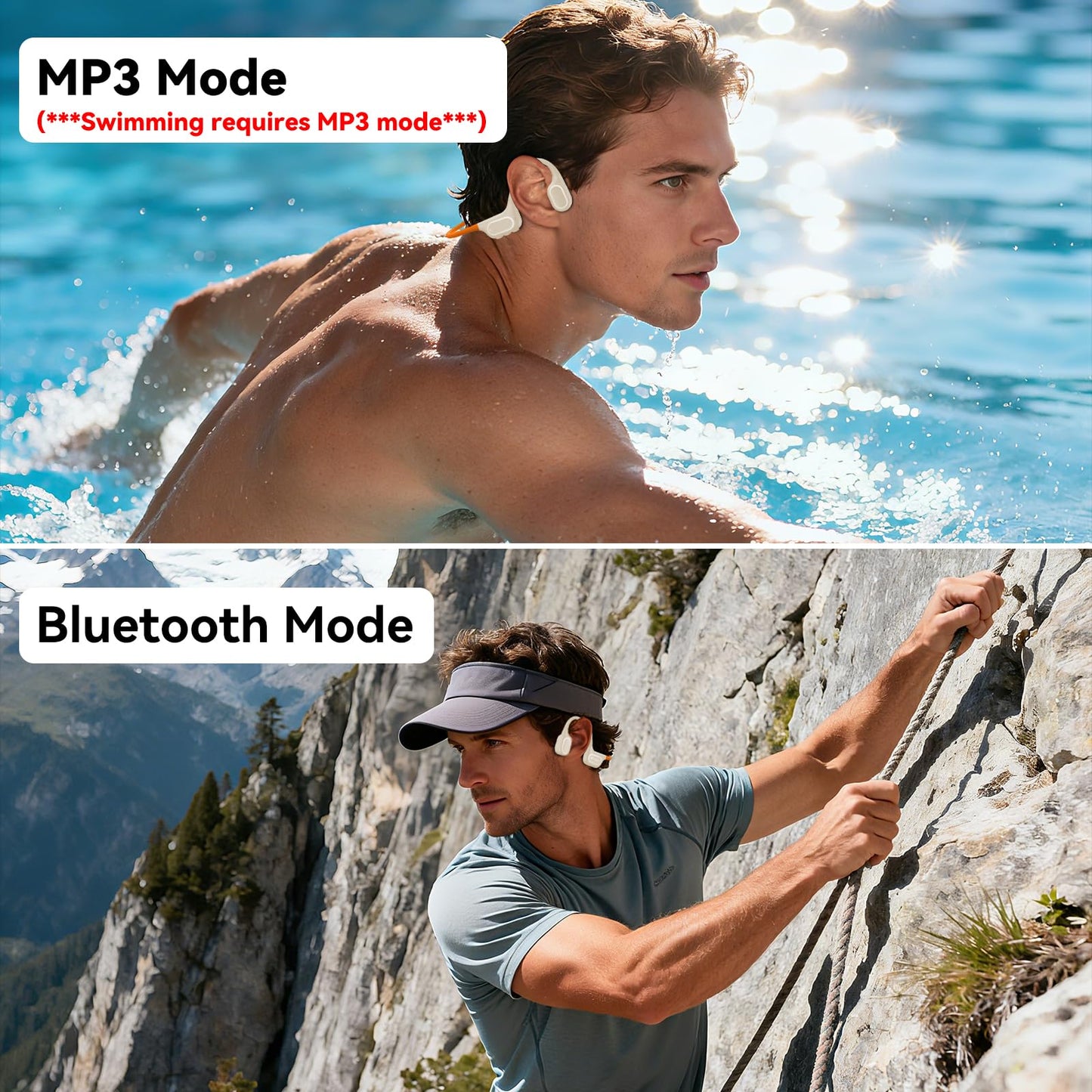 Soft Liquid Silicone Bone Conduction Swimming Headphones Underwater,IPX8 Waterproof Earbuds,Open Ear Swim Headphone with Skin-Friendly