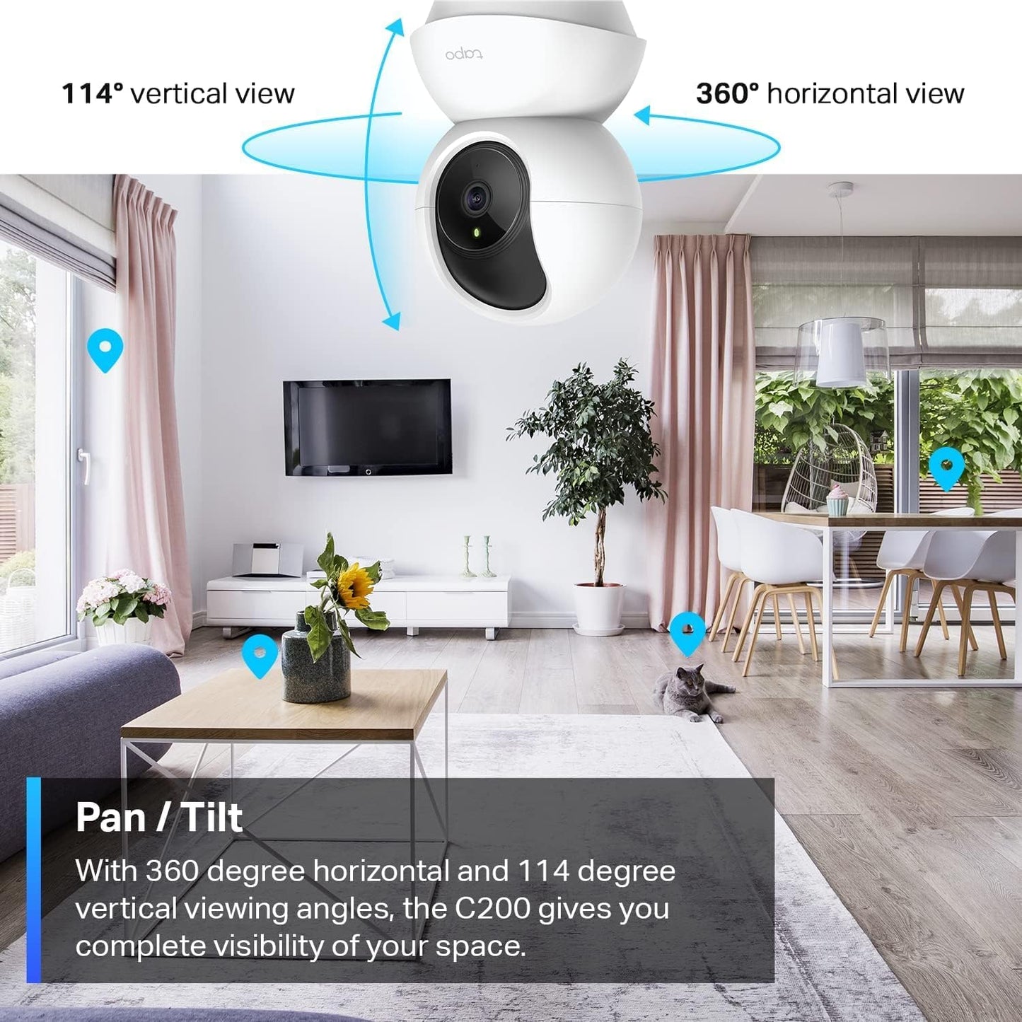 TP-Link Tapo Pan/Tilt Security Camera for Baby Monitor, Pet Camera w/Motion Detection, 1080P, 2-Way Audio, Night Vision, Cloud & SD Card Storage