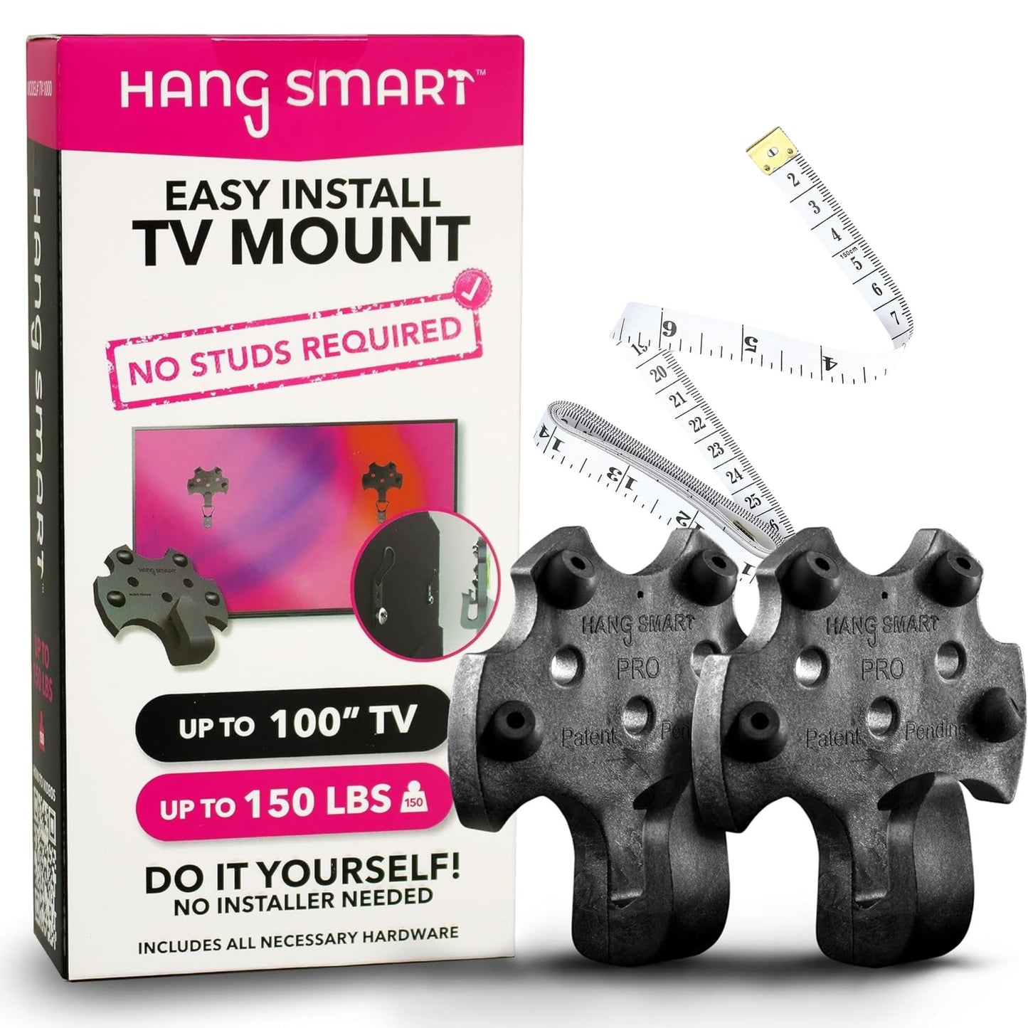 HangSmart TV® Wall Mount NO Stud - Original & Patented Easy Install, DIY for 19-100" TVs, Holds Up to 150LBS, Fits Most LED LCD Flat Screens