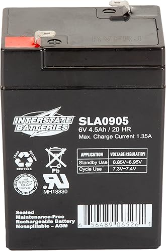 Interstate Batteries 6V 4.5Ah Battery (F1 Terminal) SLA AGM VRLA Rechargeable Replacement for Blood Pressure Monitors, Oxygen & Pulse Meters, Deer…