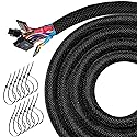 25FT Split Cable Management Sleeve Wire Loom Tubing Cord Protector for High-Temperature Automotive Harness Wires and Home Cable