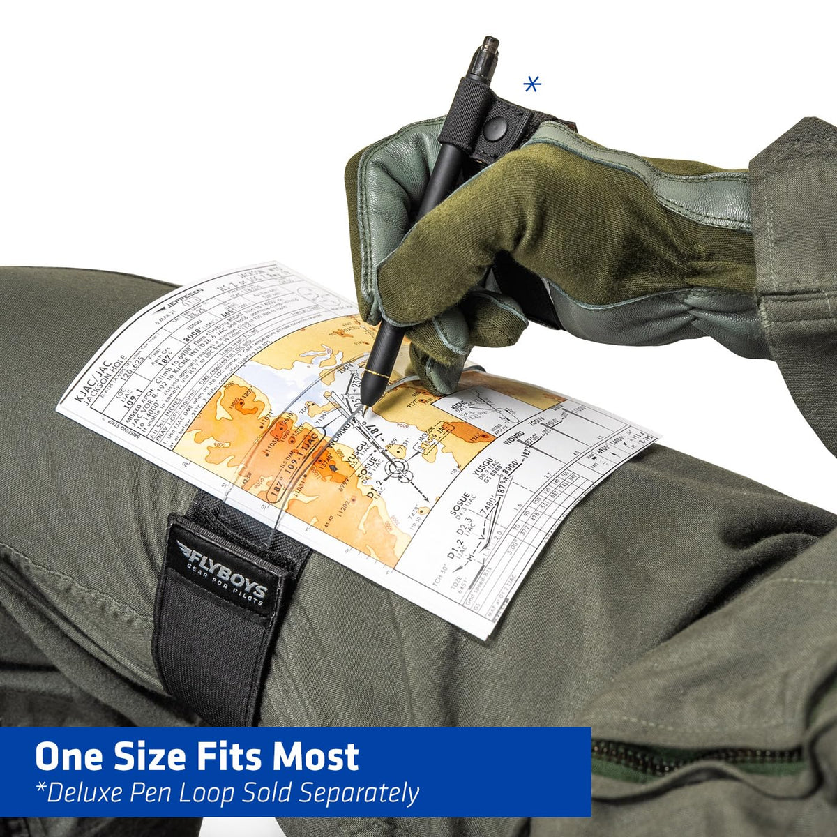 FLYBOYS Map Strap - Pilot Leg Strap for Charts, Approach Plates & Lineup Cards, Durable 600D Fabric with Adjustable Secure Fit