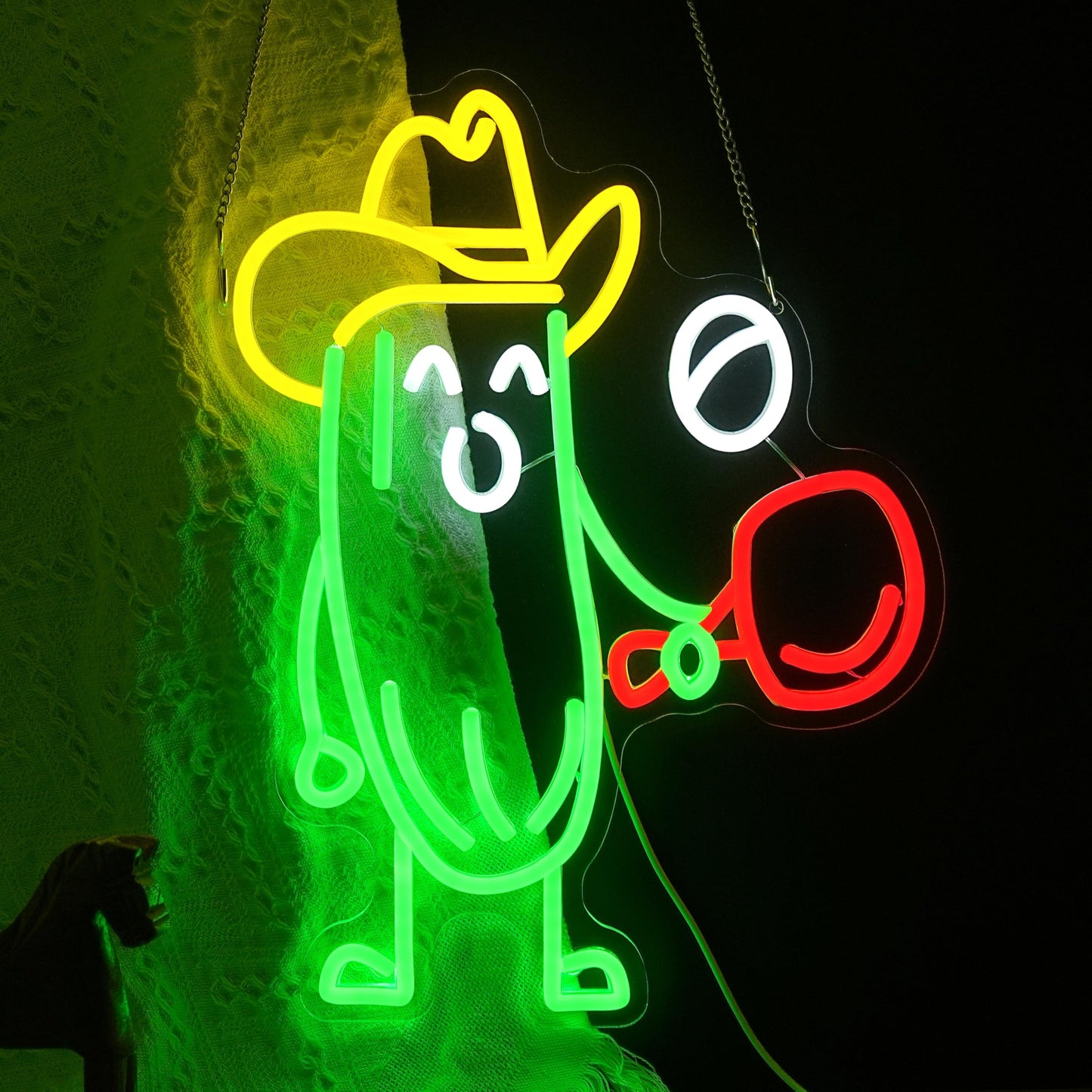 JLEWUINH Funny Cucumber Neon Sign for Wall Decor Ping Pong Neon Light Striking Cowboy Hat Light Up Sign Interesting Sport Led Light Sign for Classroom