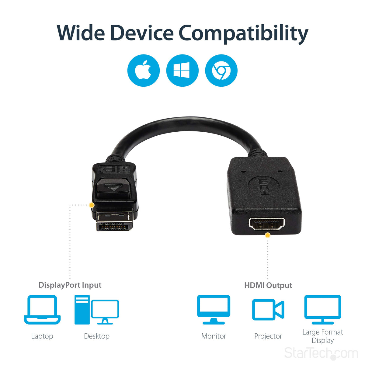 StarTech.com DisplayPort to HDMI Adapter, DP2HDMI, 1080p, VESA Certified, Latching DP Connector, Passive, Electromagnetic Interference Shielding