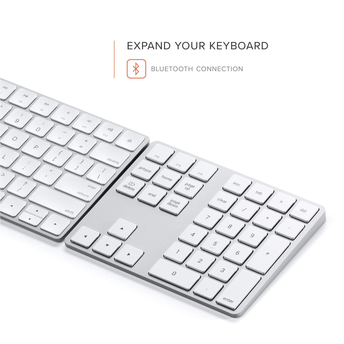 Satechi Bluetooth Extended Numeric Keypad, Rechargeable 34-Key, Silver