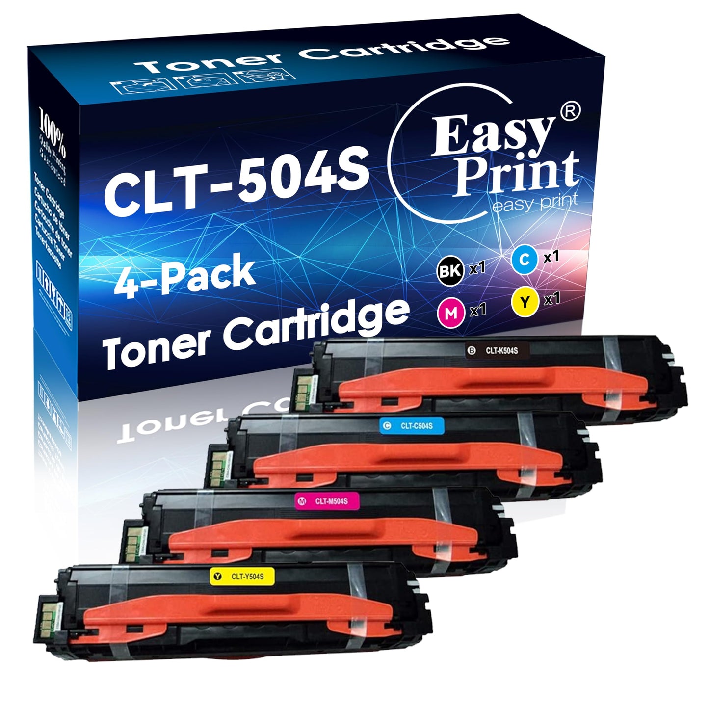 EASYPRINT (1xSET, BCMY) Compatible Toner Cartridge Replacement for Samsung CLT-504S Used for CLP-415N CLP-470 CLP-475 CLX-4195 4195N SL-C1810W 1860FW