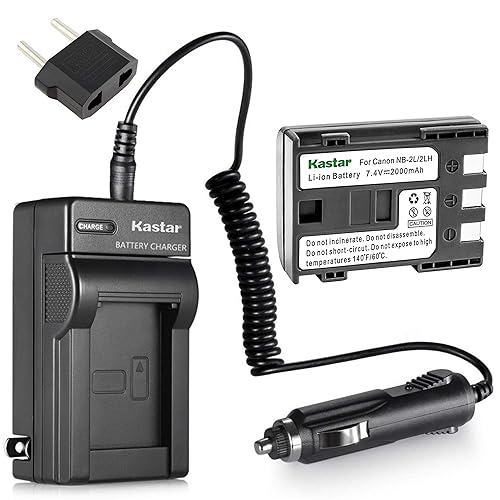 Kastar NB-2L NB-2LH Battery and Charger for Canon EOS Rebel XT Xti PowerShot G7 G9 S30 S40 S45 S50 S60 S70 S80; VIXIA HF R10 HF R100 HF R11 HG10 HV20