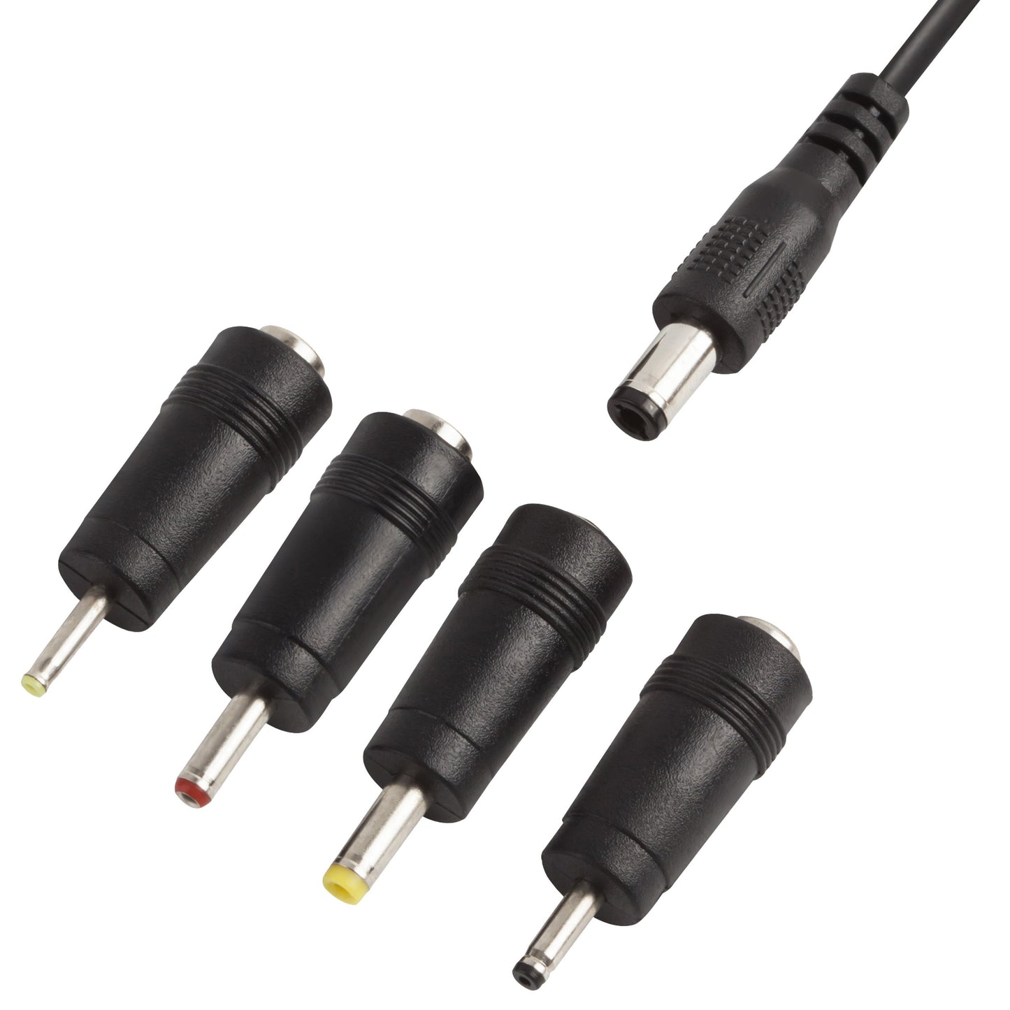 DC Plugs for Small Electronics and Devices Universal 5.5X2.1mm Jack to 4 Plugs 4.0X1.7mm, 3.5X1.35mm, 3.0X1.1mm, 2.5X0.7mm with 1x Cable 5.5X2.1mm