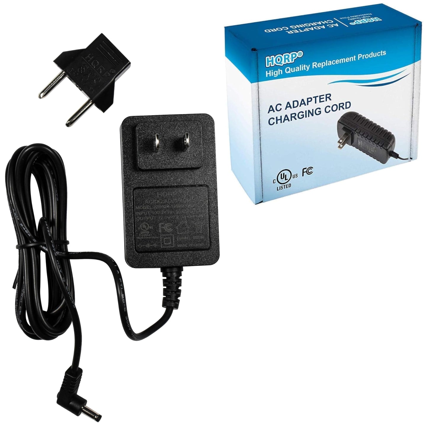 HQRP 12V AC Adapter Compatible with Hyundai HD719 Portable DVD Player Power Supply Cord Adaptor Charger + Euro Plug Adapter