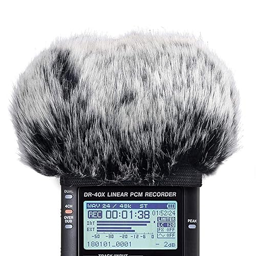 SUNMON Microphone Windscreen for Tascam DR-40X DR40X Mic Recorders,Furry Tascam Windscreen Cover