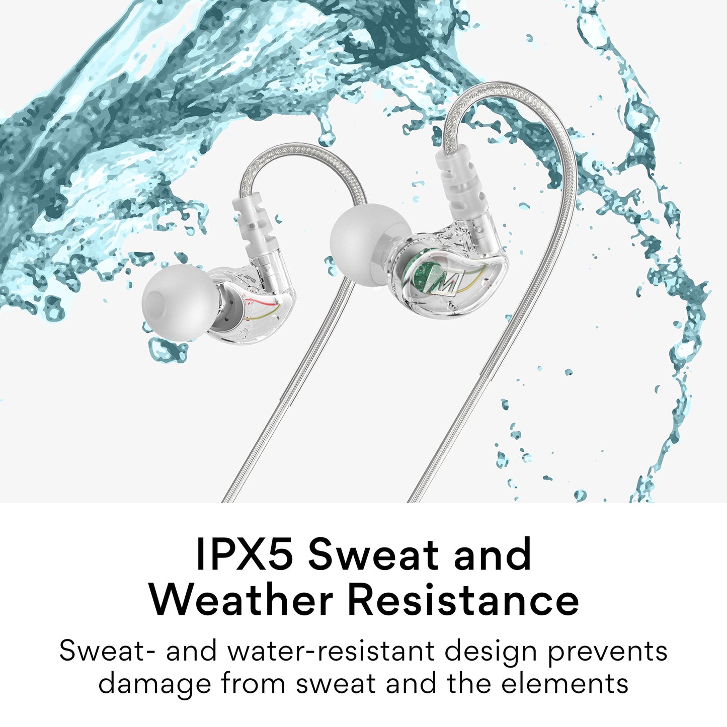 MEE Audio M6 Sport Wired Earbuds, in Ear Headphones, 3-Button Remote, Sweatproof Earphones for Running/Gym/Workouts with Memory Wire Earhooks, Headset