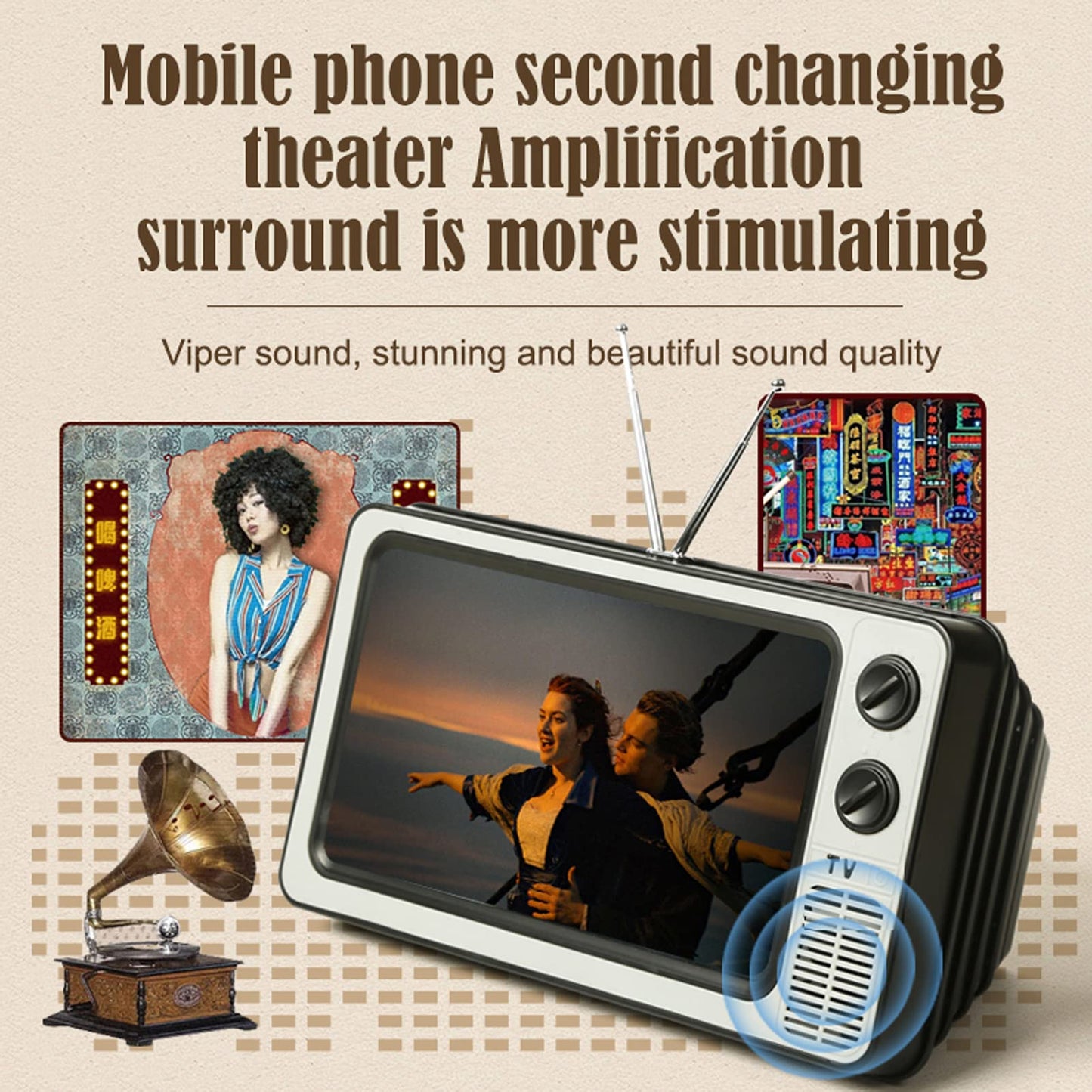 Anki HappiGo 12' Screen Magnifier for Cell Phone-Retro TV Amplifier 3D HD Mobile Phone Screen Magnifying Enlarger for Movies Videos Games, Screen