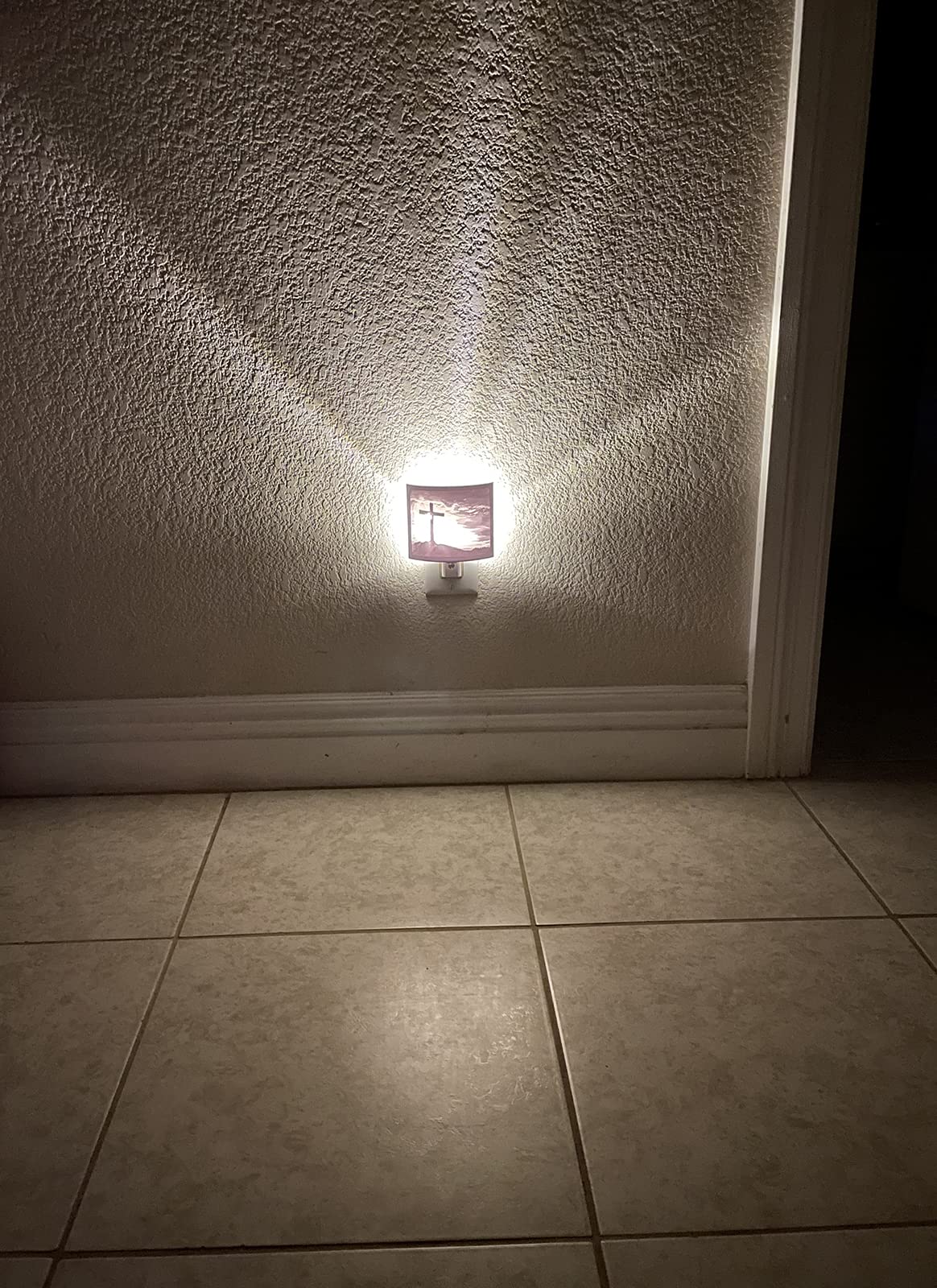 Terrain Genesis Christian Jesus Lithophane Warm White Night Light | Plug in Dimmable LED Nite Lite Lamp with Dusk to Dawn Sensor (Jesus Cross)
