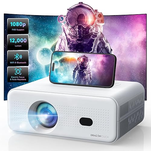 Electric Focus Mini Projector with 5G WiFi and Bluetooth, Support FHD 1080P Smart Video Projector, 12000L Portable Movie Projector with Auto Keystone