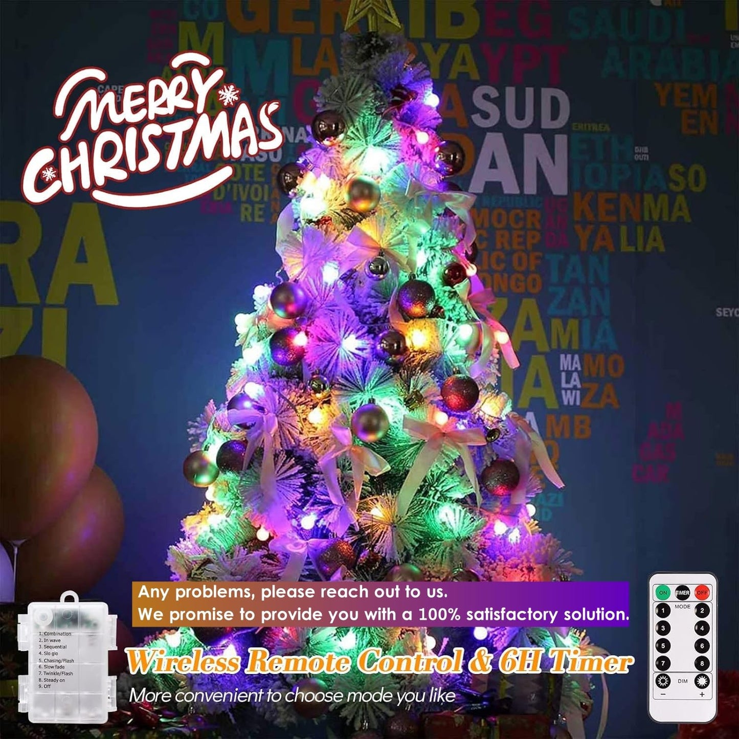 ALOVECO LED String Lights 18ft 50 LEDs Battery Operated String Lights with Remote 8 Modes Waterproof Globe Starry Fairy Lights for Outdoor Indoor
