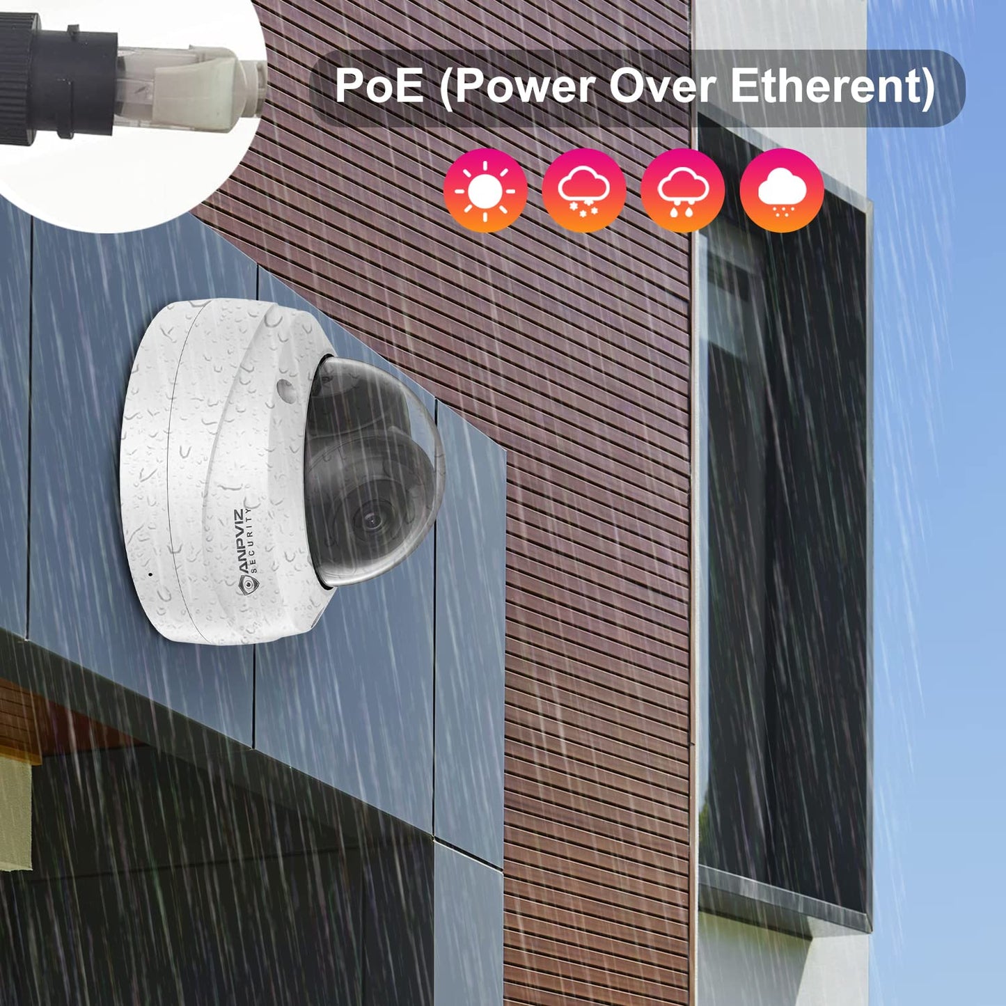 Anpviz 4K 8MP PoE IP Security Dome Camera with Audio Indoor Outdoor, Wide Angle 2.8mm Lens, Night Vision 98ft, IP67 Weatherproof