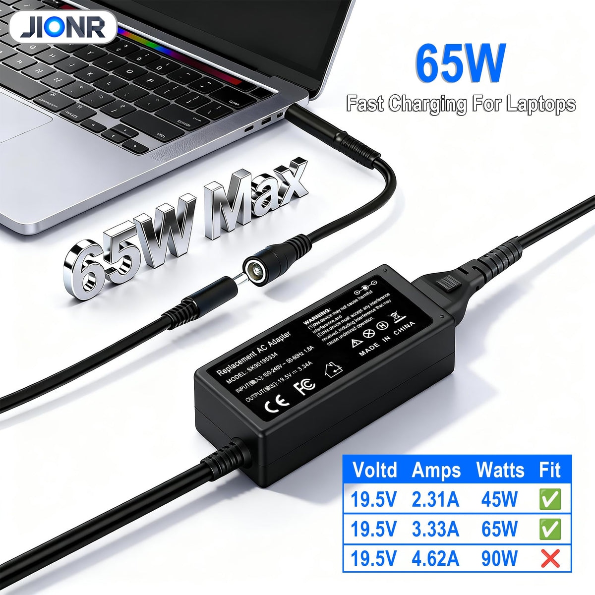 65W Laptop Charger Compatible with Dell Inspiron 15 14 13 11 16 17 15-7000 15-5000 15-3000 17-7000 17-5000 17-3000 13-7000 11-3000 2 in 1,3558 3181
