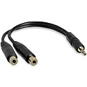 StarTech.com 6 in. 3.5mm Audio Splitter Cable - Stereo Splitter Cable - Gold Terminals - 3.5mm Male to 2x 3.5mm Female - Headphone Splitter