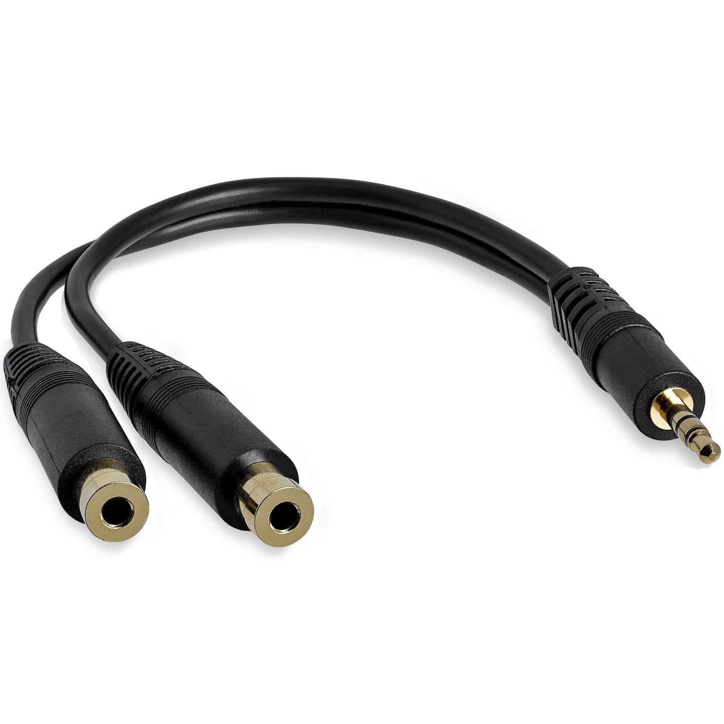 StarTech.com 6 in. 3.5mm Audio Splitter Cable - Stereo Splitter Cable - Gold Terminals - 3.5mm Male to 2x 3.5mm Female - Headphone Splitter