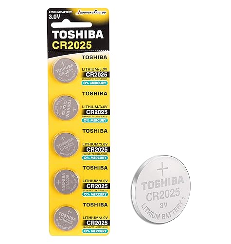 TOSHIBA CR2025 3V Lithium Coin Cell Battery Pack of 5