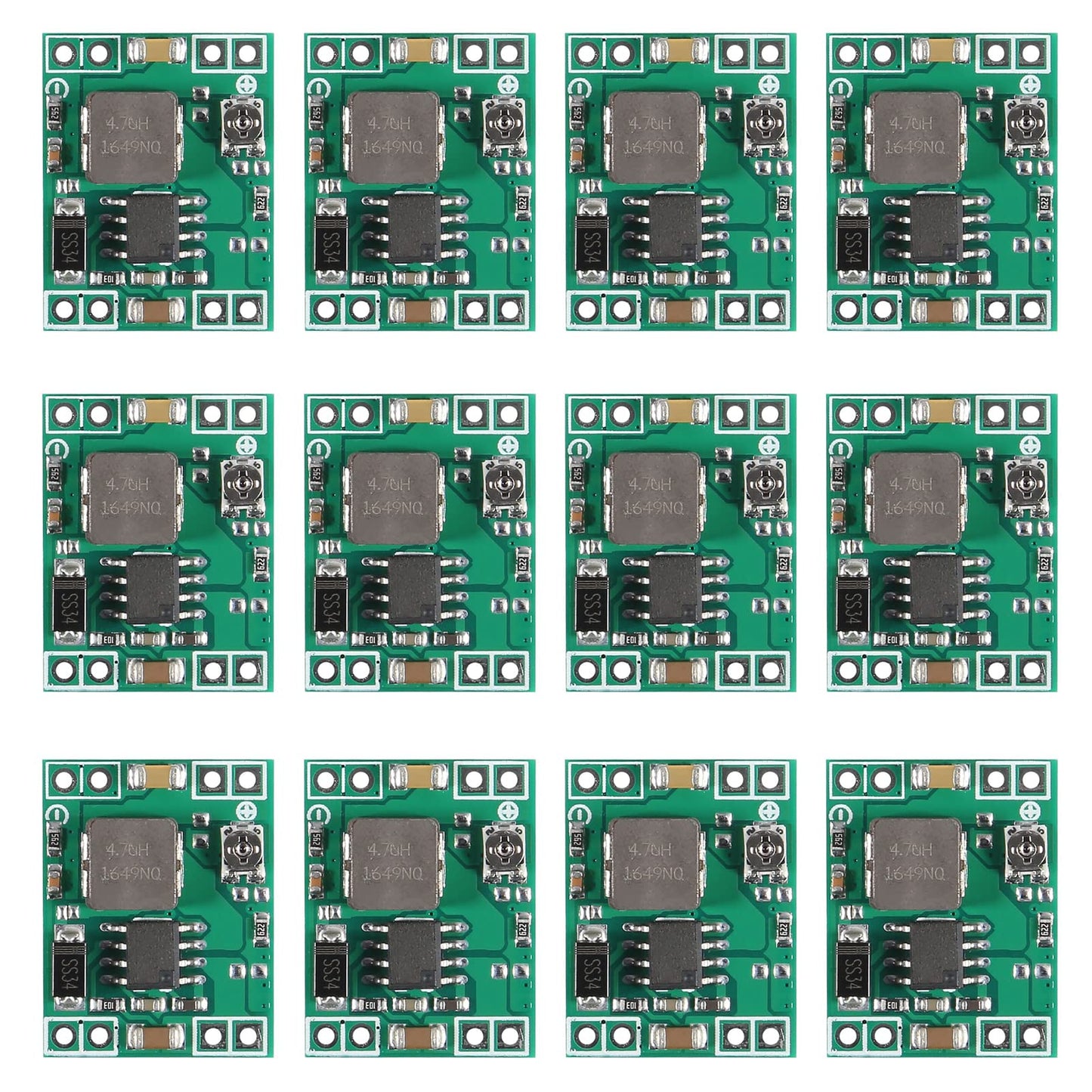 ACEIRMC 12pcs MP1584EN Mini 3A DC-DC Buck Converter 4.5V-28V to 0.8V-20V Adjustable Voltage Regulator 24V/12V/9V to 12V/5V/3.3V Step-Down Power Module
