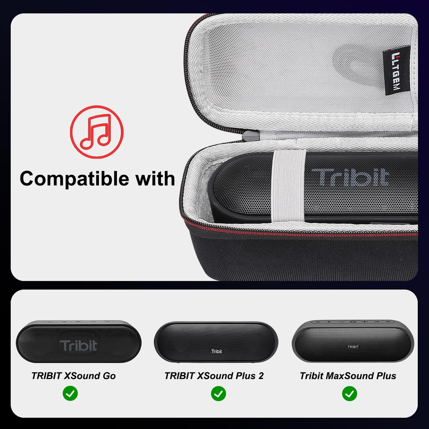 LTGEM Hard Case for Tribit XSound Go/Plus 2 Portable Bluetooth Speaker - Travel Carrying Storage Bag(Black Case Only)