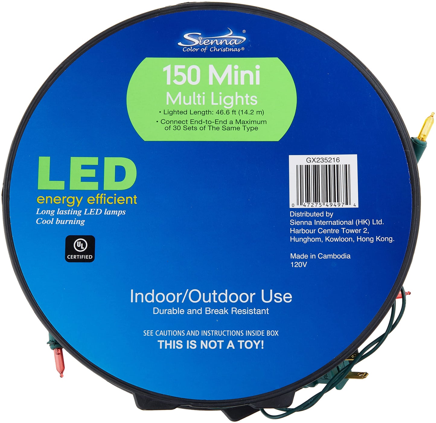 SIENNA LLC 37 Ft Reel Pack 150 Led M5-Incandescent Transparent Multi