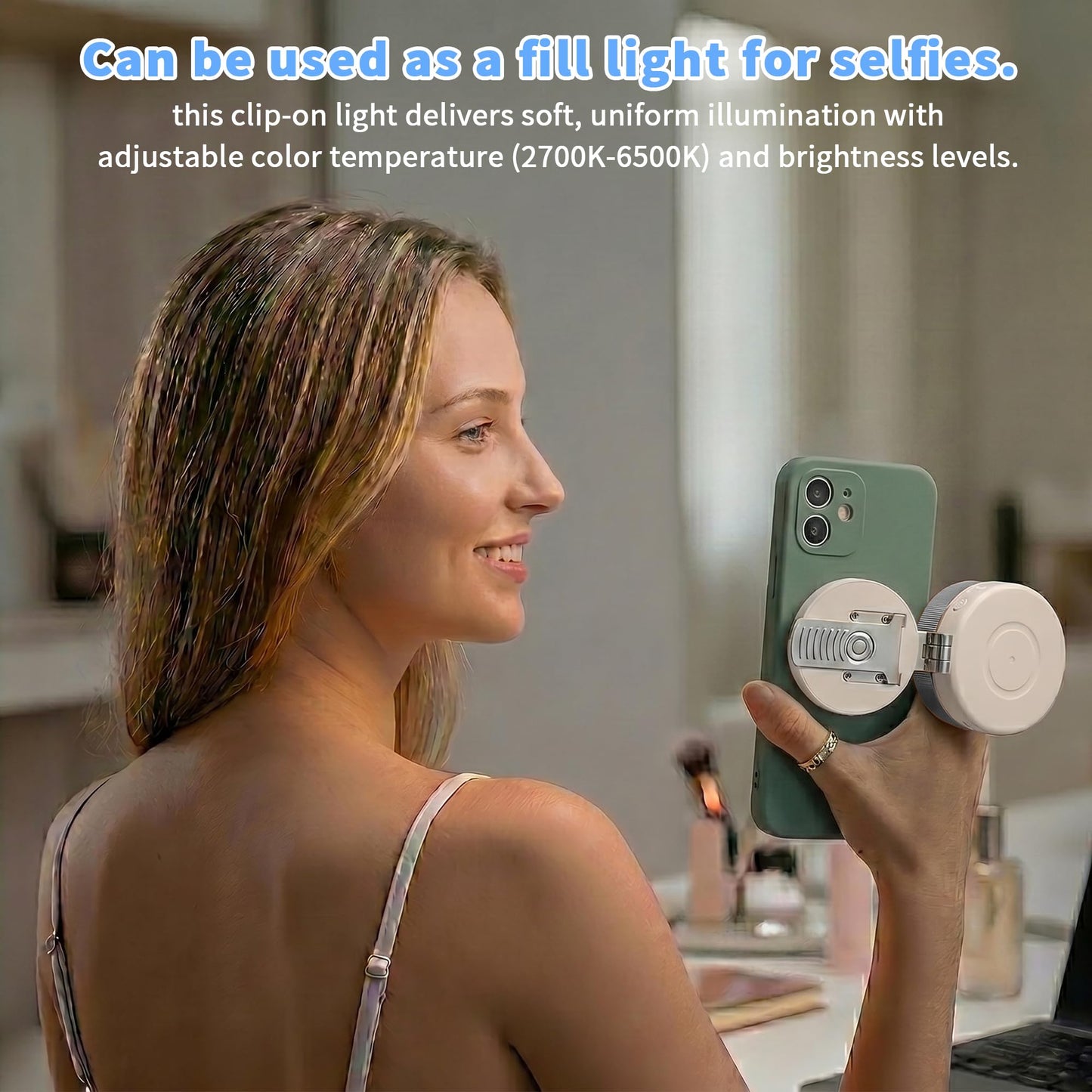 Rilicco 3-in-1 Magnetic Magsafe Fan with Fill Light,360° Silent Whirlwind Small Fan Clip & Desktop Dual Use for Shirt Waist Outdoor Travel Office Gift