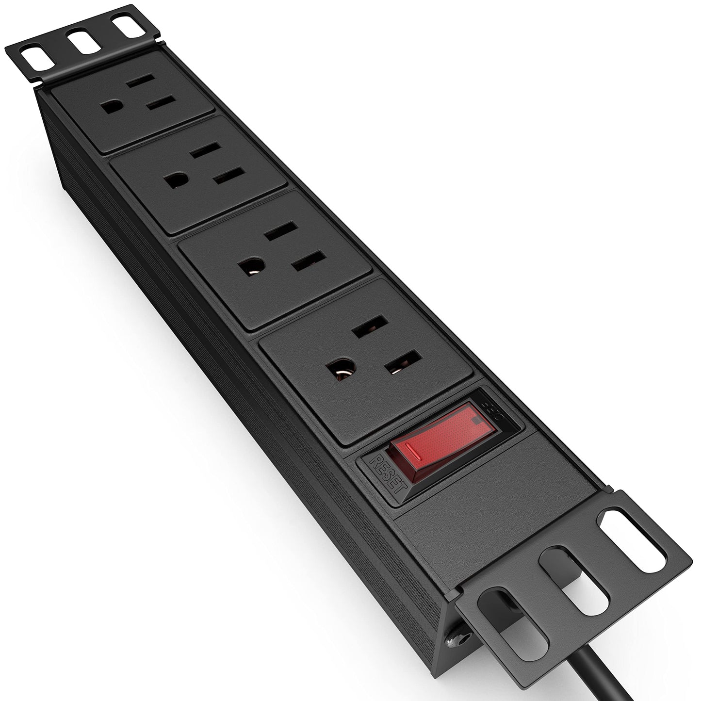 10" Rack PDU - 1U (4 Outlet) Power Distribution Unit 10 inch for Mini Racks w/Protection (110V/15A 6ft Cable) Network Cabinet Rackmount Power Strip