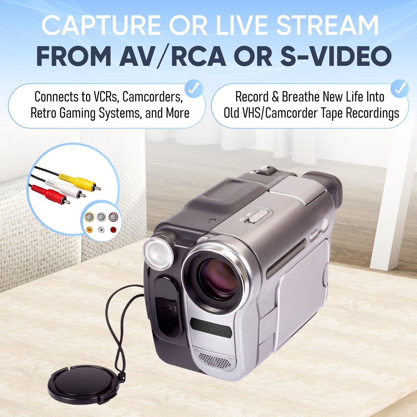 ClearClick Video to USB Lite - USB Audio Video Capture Device - Input AV, RCA, S-Video, VCR, VHS, Camcorder, Video8, Hi8, DVD, Retro Gaming Systems