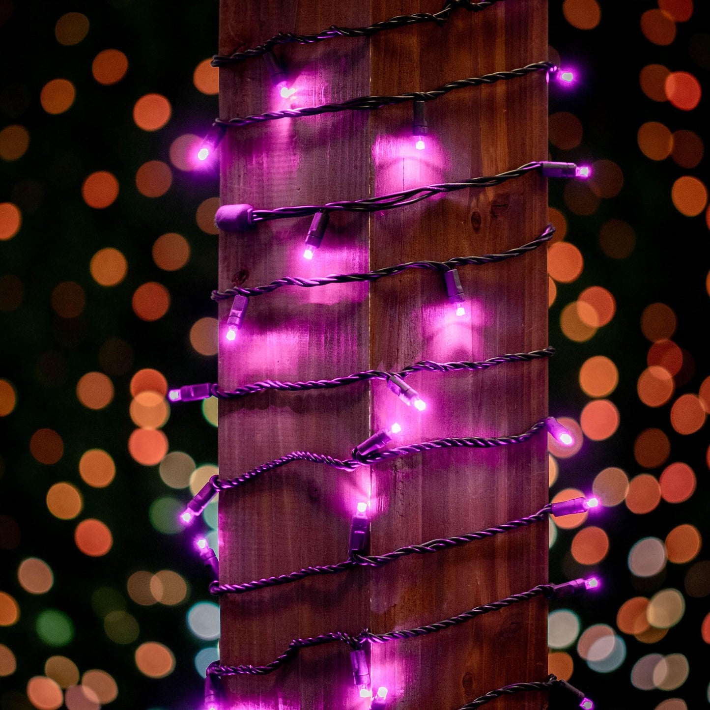 Novelty Lights 25ft Christmas String Lights, 50 Pink LED Bulbs on Black Wire, 6" Spacing, Connectable Indoor Outdoor Commercial Grade Lighting